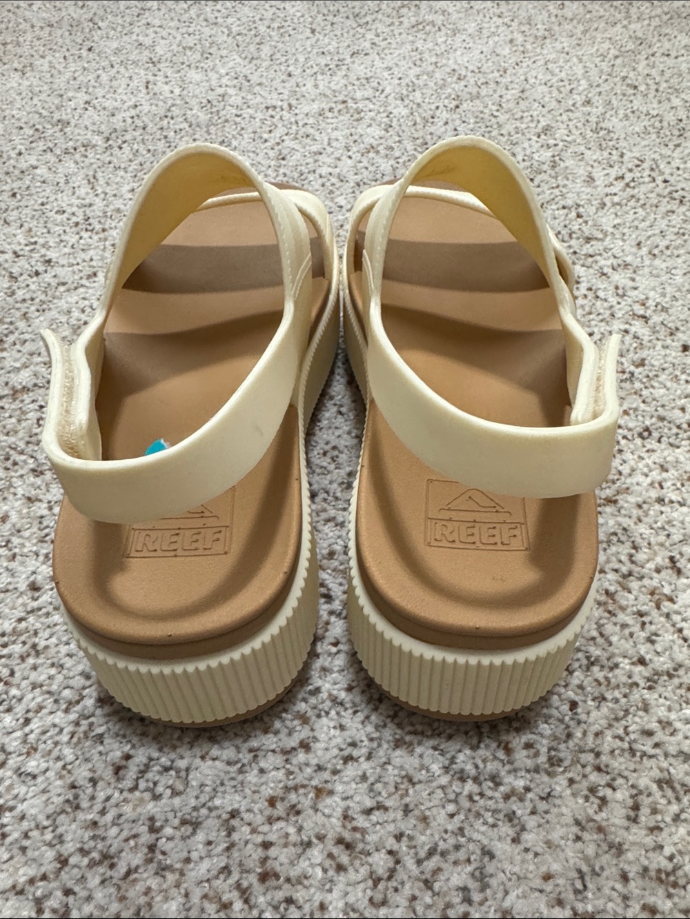 Reef Two-Strap Cream and Tan Slingback Sandals - Picture 4 of 5